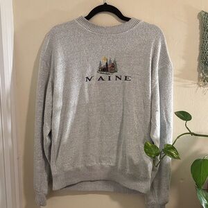 Gray embroidered Maine crew neck size L